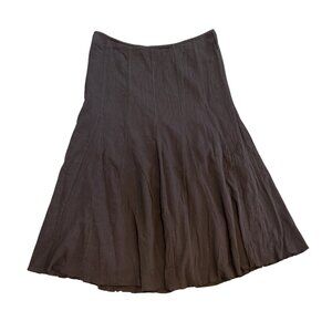Y2K GNW Chocolate Brown Whimsygoth Flounce Crepe Midi Skirt Size Medium